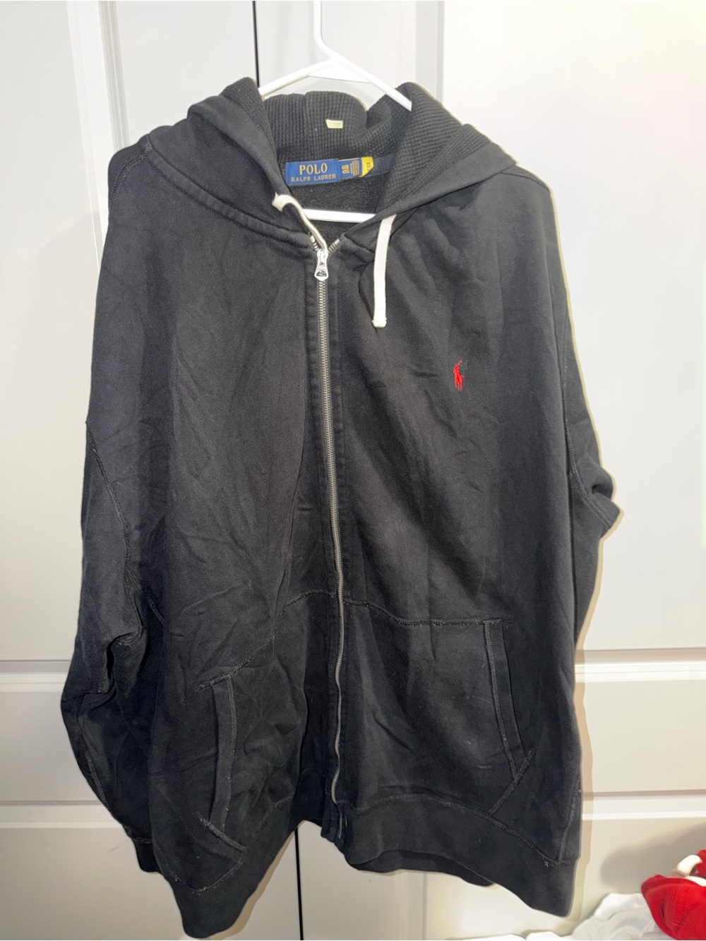 Polo Ralph Lauren Black Zip-Up Hoodie Sweater with Red Pony Logo